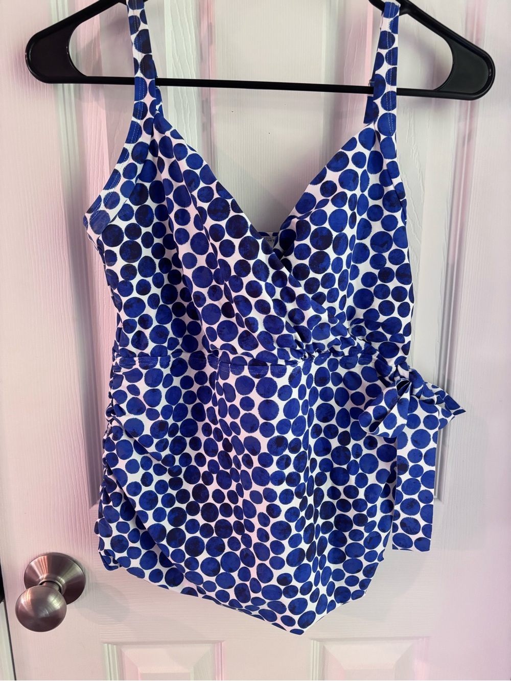 Anne Cole Blue and White Polka Dot Wrap 2pc swim suit